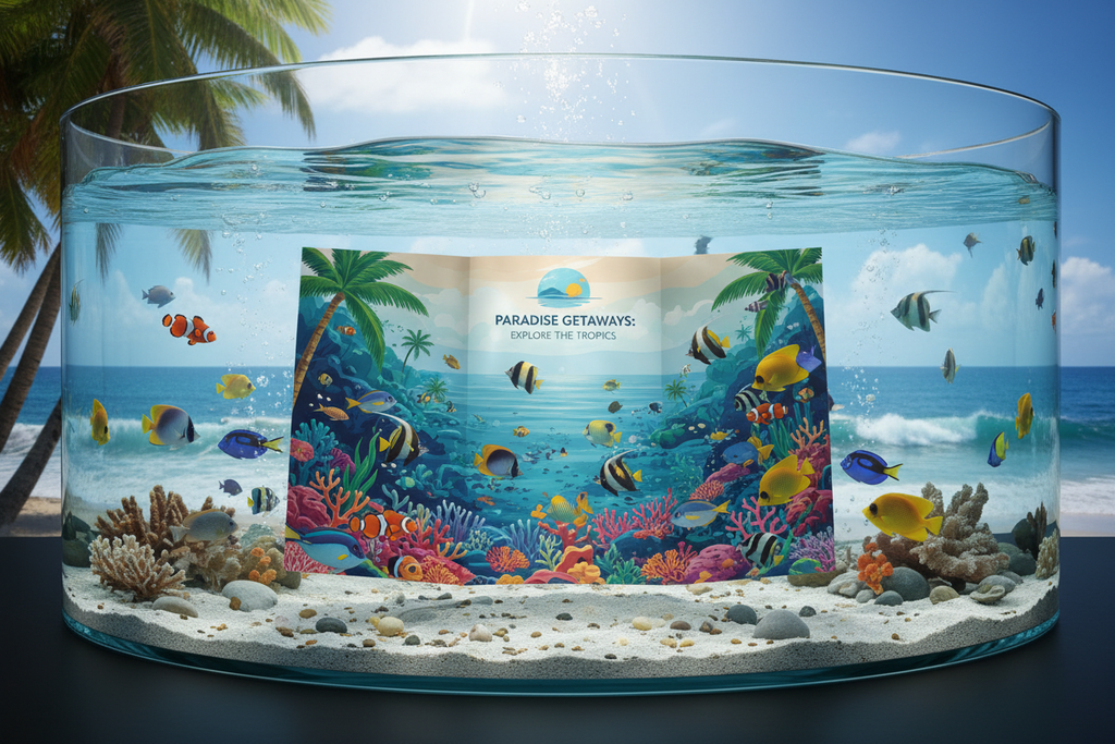 Brochure in fish tank