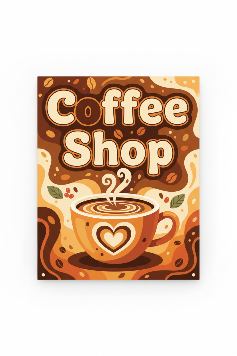 Colorful coffee shop PVC sign 18x24