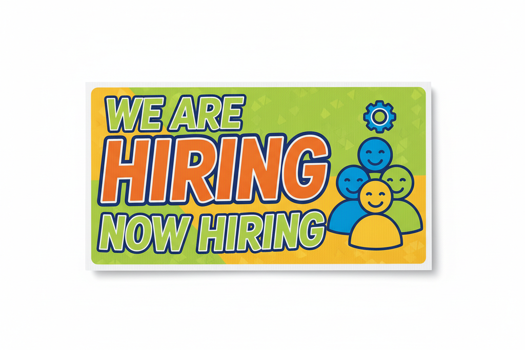 Now Hiring Yard Sign