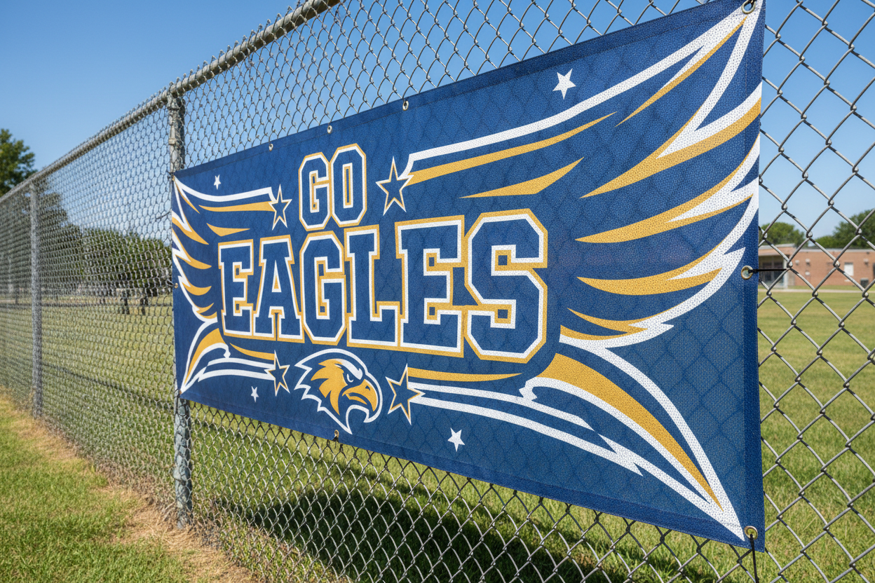 School Mesh Banner on Fence